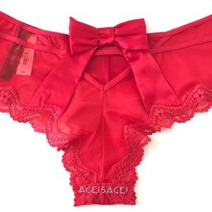 NWT SEXY FLORAL LACE& SILKY BOW-TIE ON BACK CHEEKY